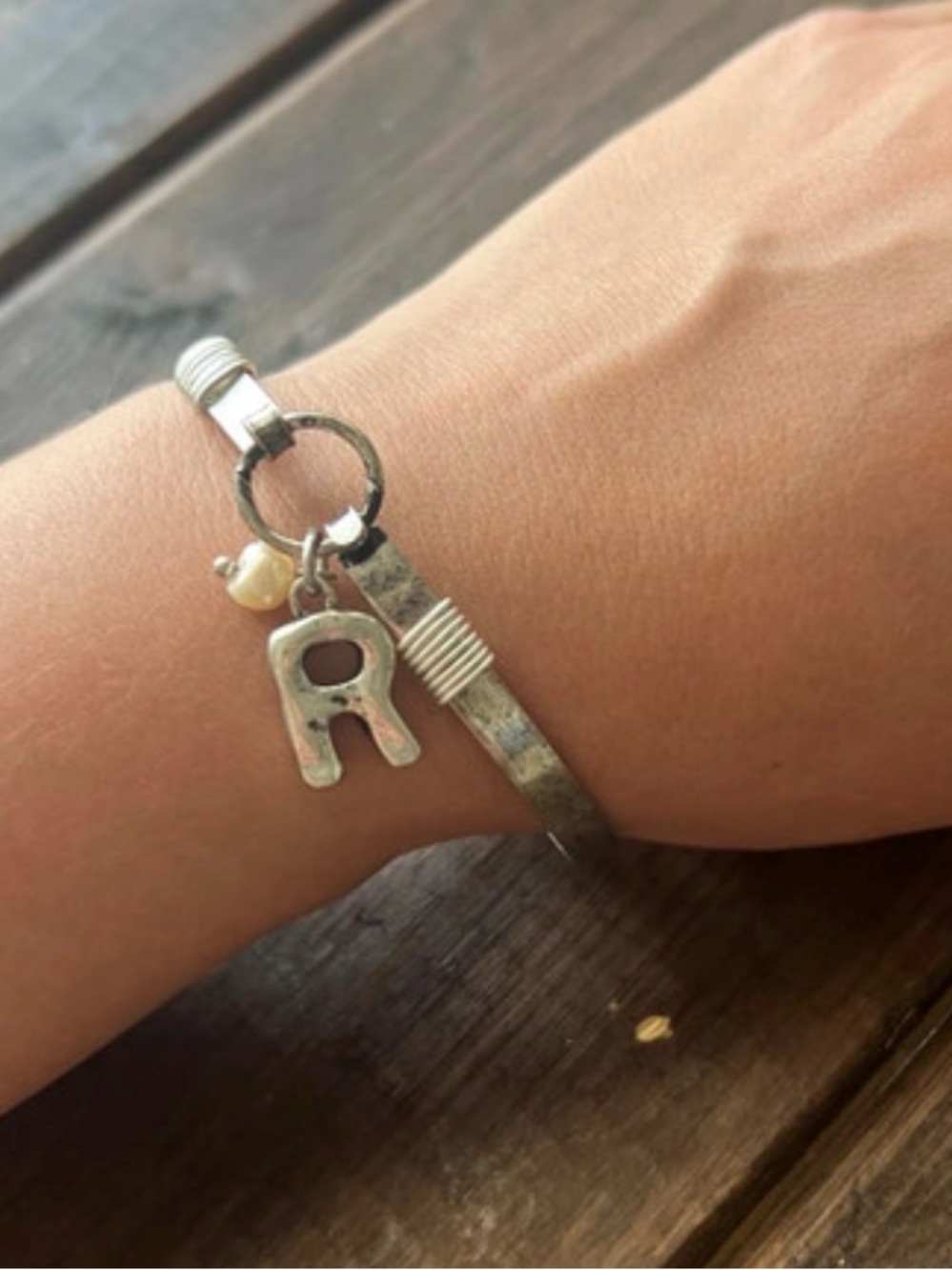 Silver Bangle - choose your letter - Picture 5 of 8
